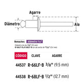 Remache ala ancha de 3/16''
